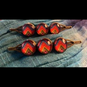 Handmade Antique Bronze Multicolored Resin Barrettes